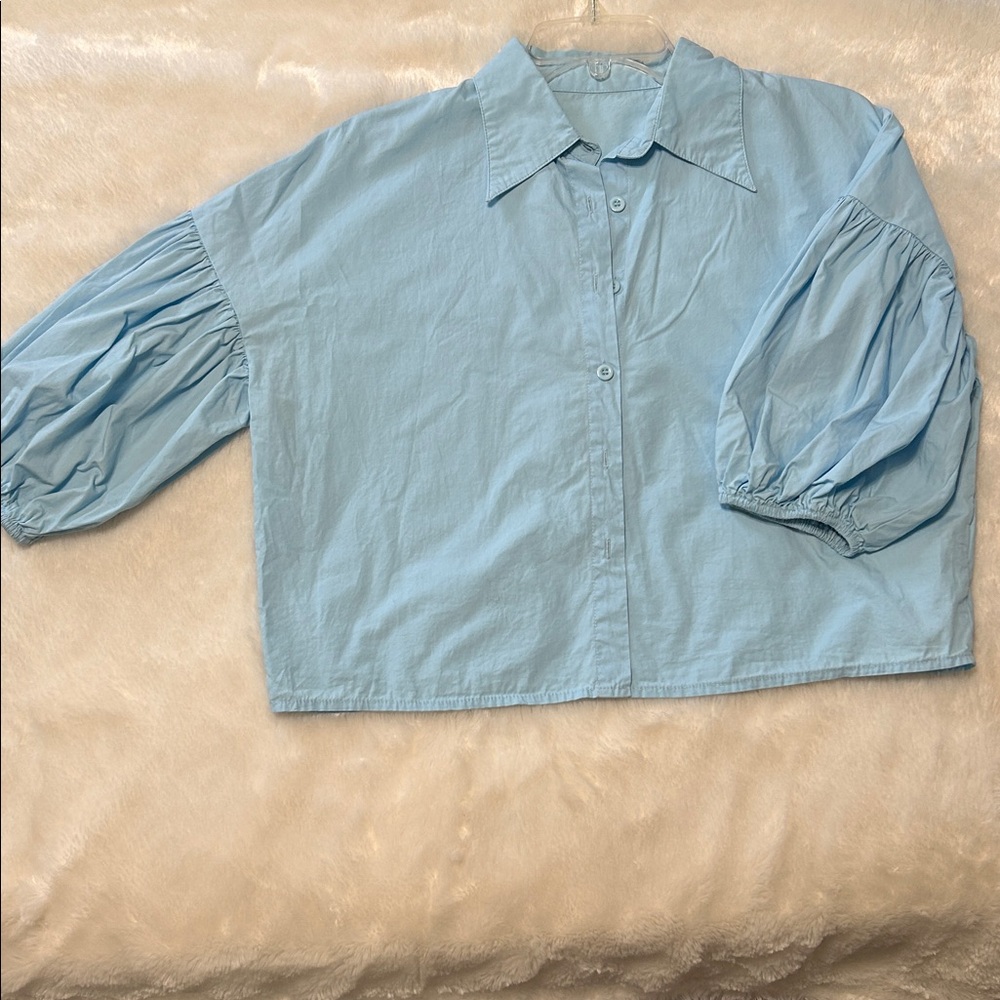 Light Blue Button-Up Blouse